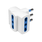 K1026 - Adattatore con 3 prese bivalenti 10/16a - spina 16A di colore bianco in busta